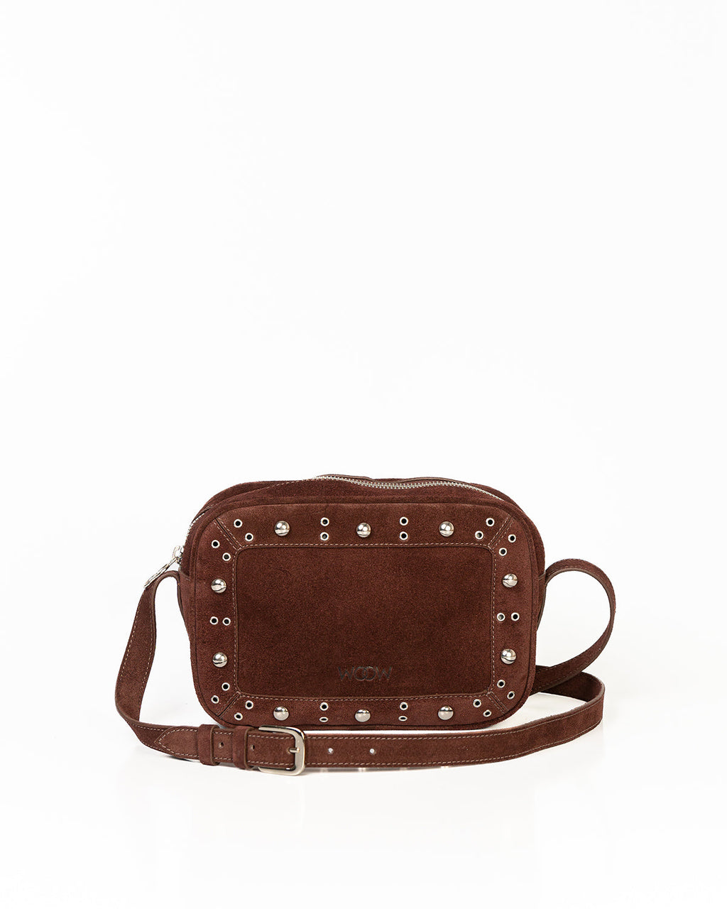 Bolsa Tiracolo Média Dara Ilhós Camurça Marrom WOOW
