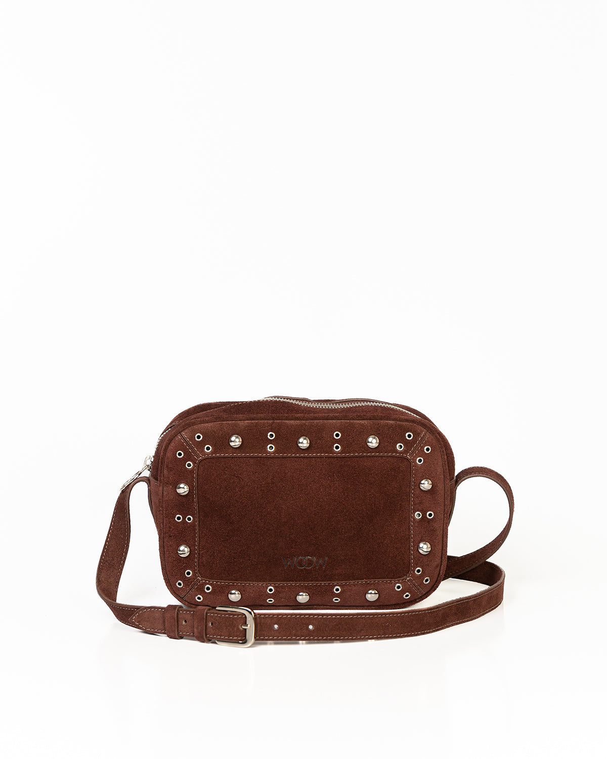 Bolsa Tiracolo Média Dara Ilhós Camurça Marrom WOOW