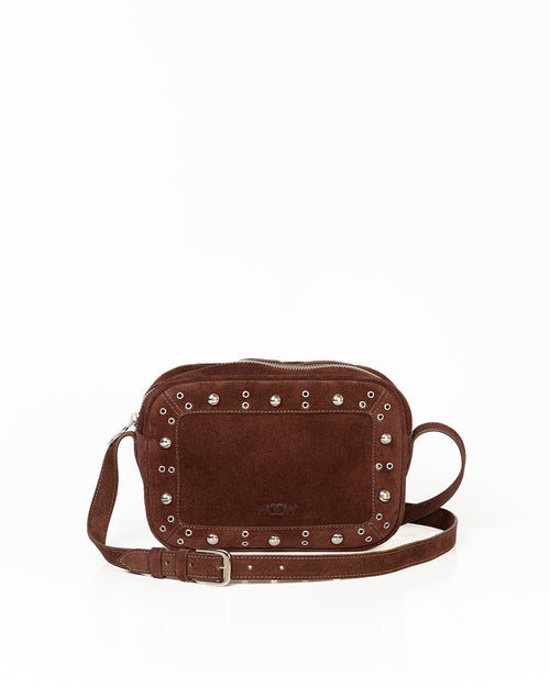 Bolsa Tiracolo Média Dara Ilhós Camurça Marrom WOOW