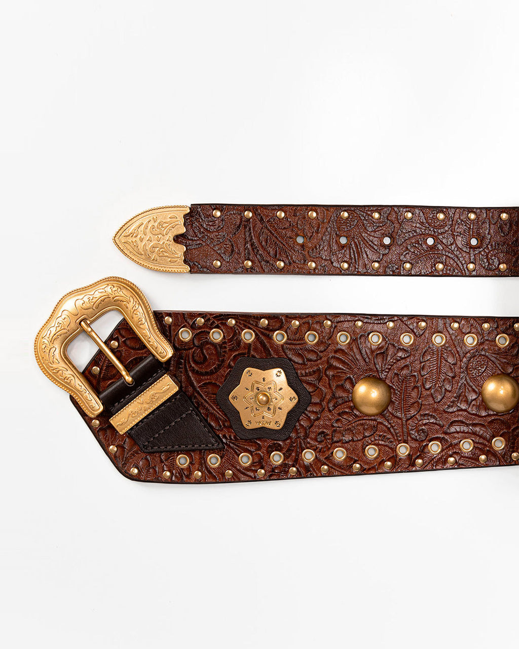 Cinto Western Taylor Couro Textura Floral Ambar WOOW