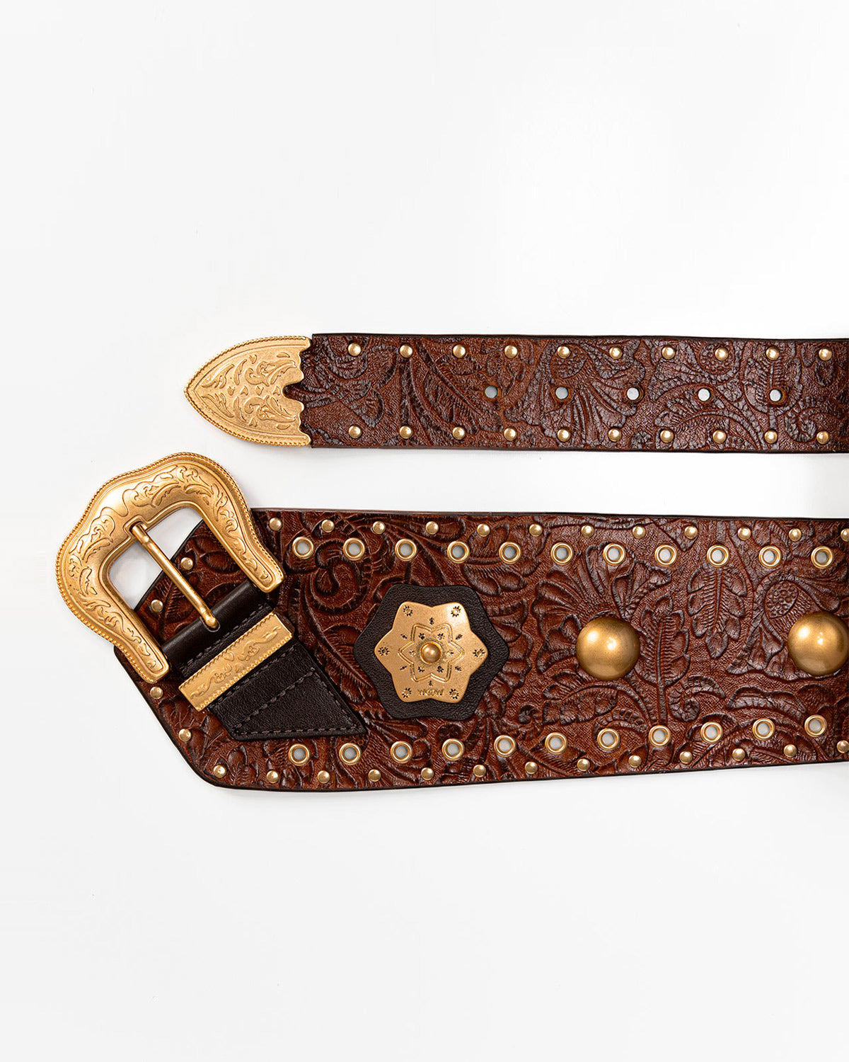 Cinto Western Taylor Couro Textura Floral Ambar WOOW