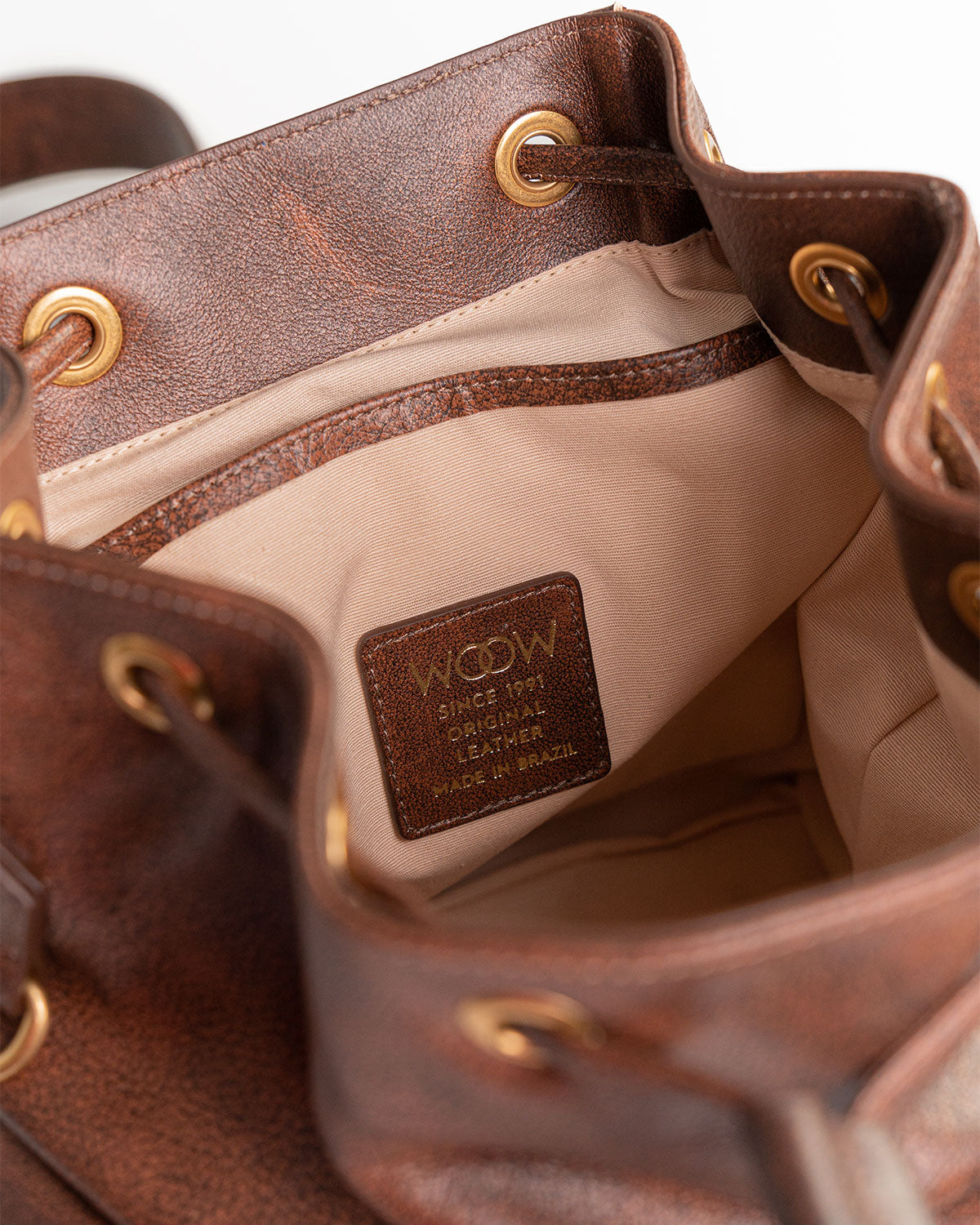 Bolsa Mochila Artemis em Couro Camel WOOW