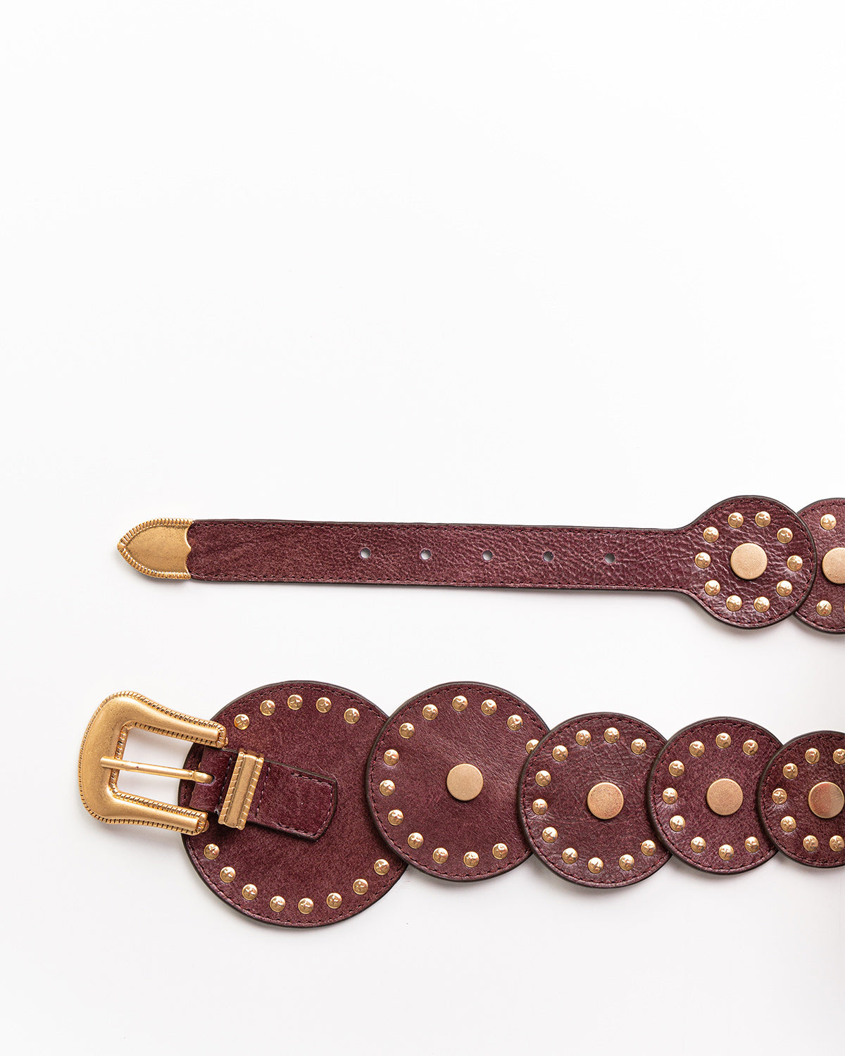 Cinto Western Texas em Couro Grape com Medalhões WOOW