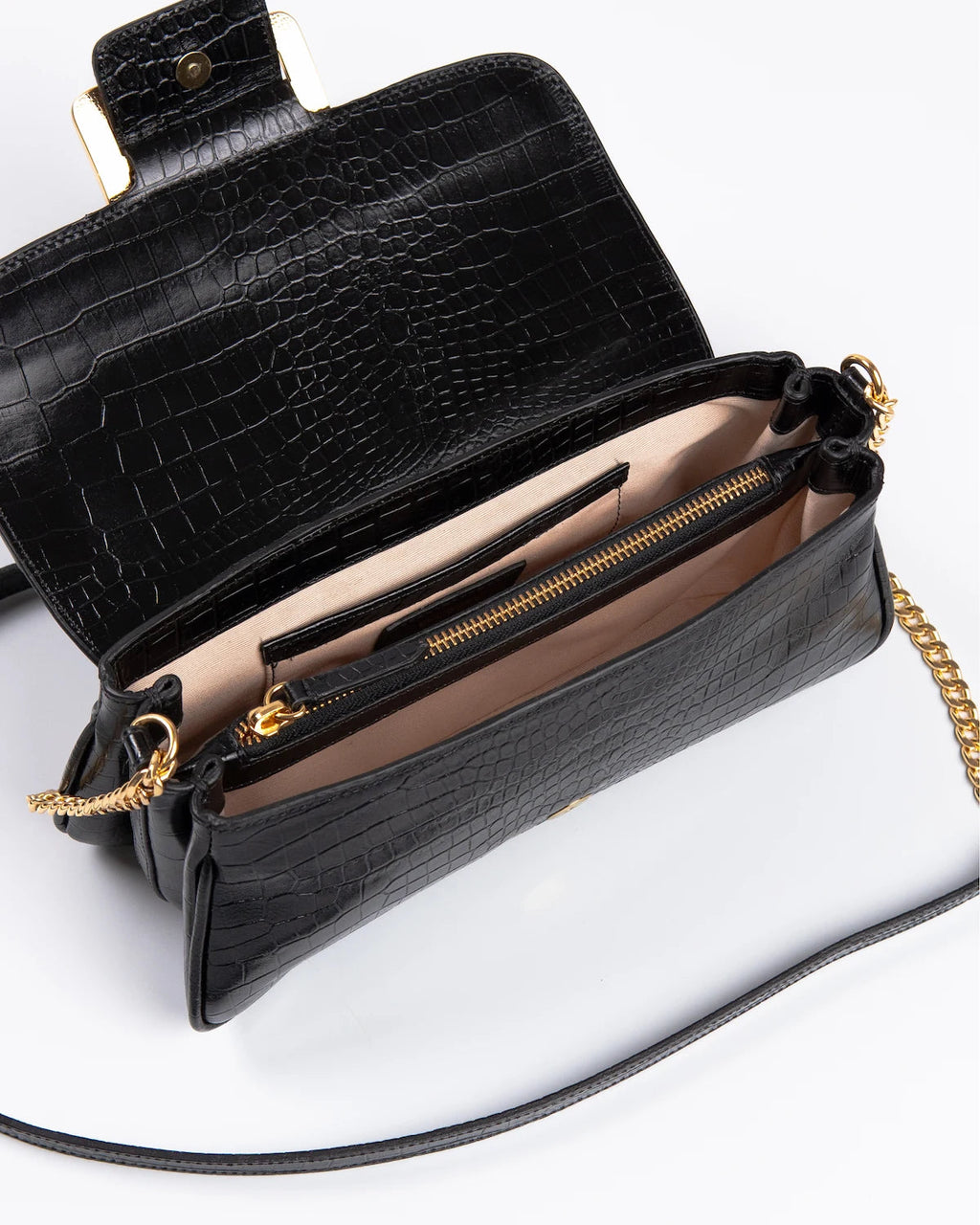 Bolsa Média Charlote Couro Preto WOOW