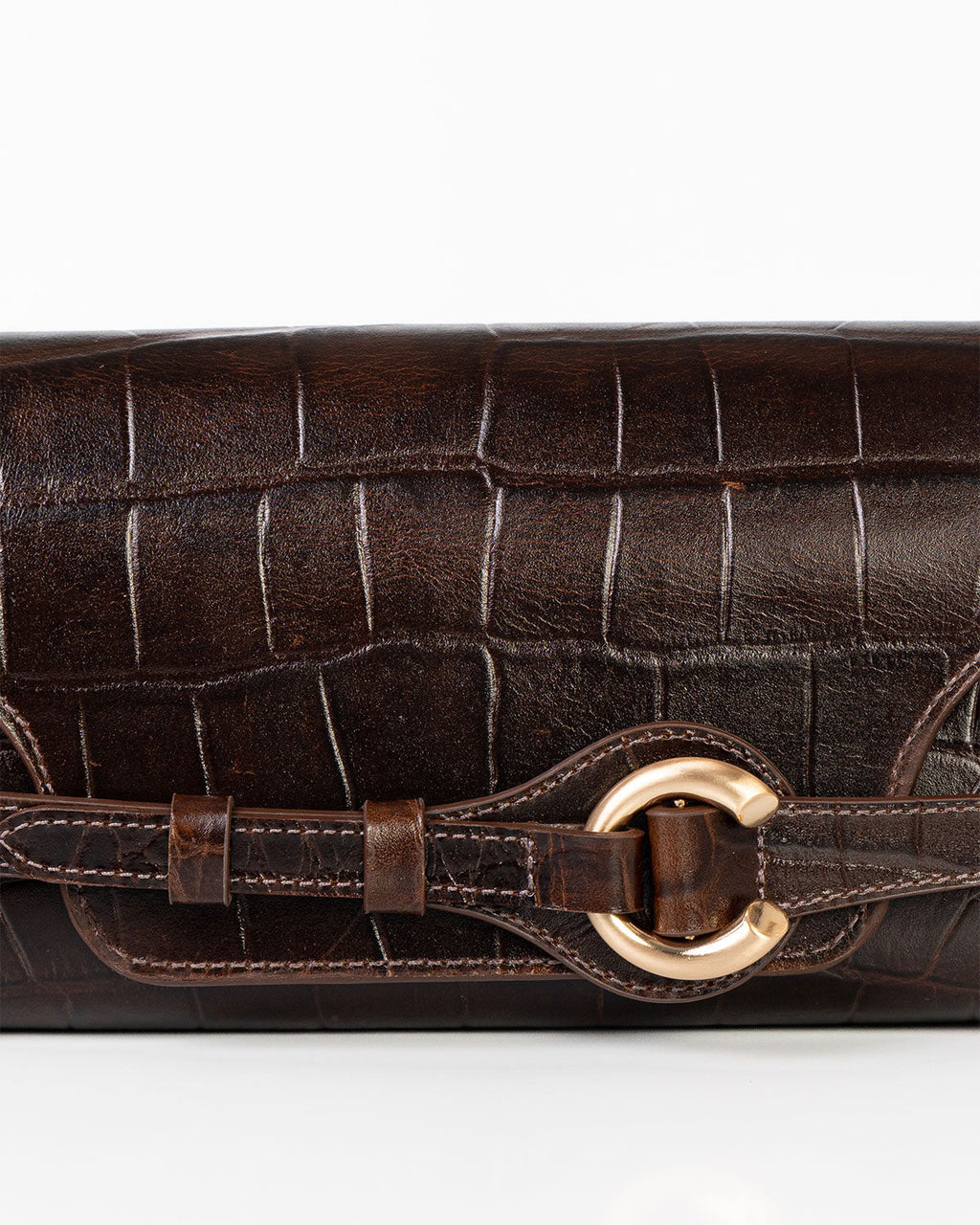 Bolsa Baguette Olivia Média Couro Croco Café WOOW