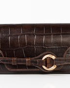 Bolsa Baguette Olivia Média Couro Croco Café WOOW