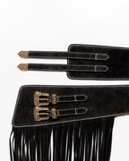 Cinto Western Dakota em Couro Preto com Franjas WOOW
