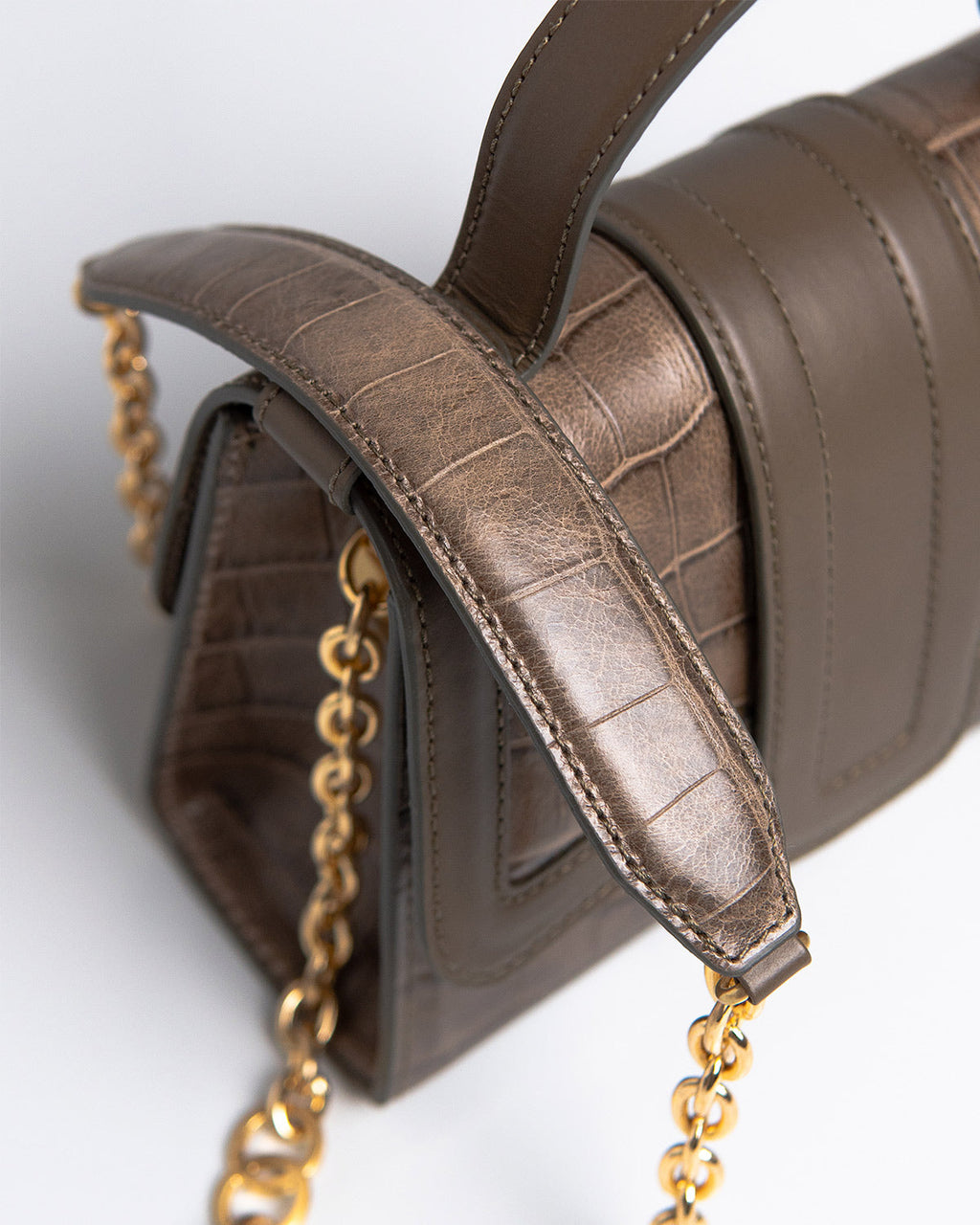 Bolsa Pequena Sophia Couro Dark Pewter WOOW