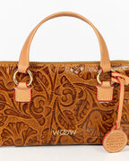 Porta Celular Sara Couro Textura Floral Caramelo WOOW