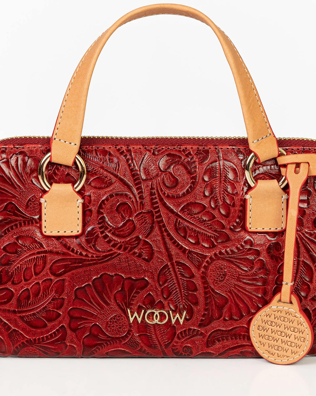 Porta Celular Sara Couro Textura Floral Bordô WOOW