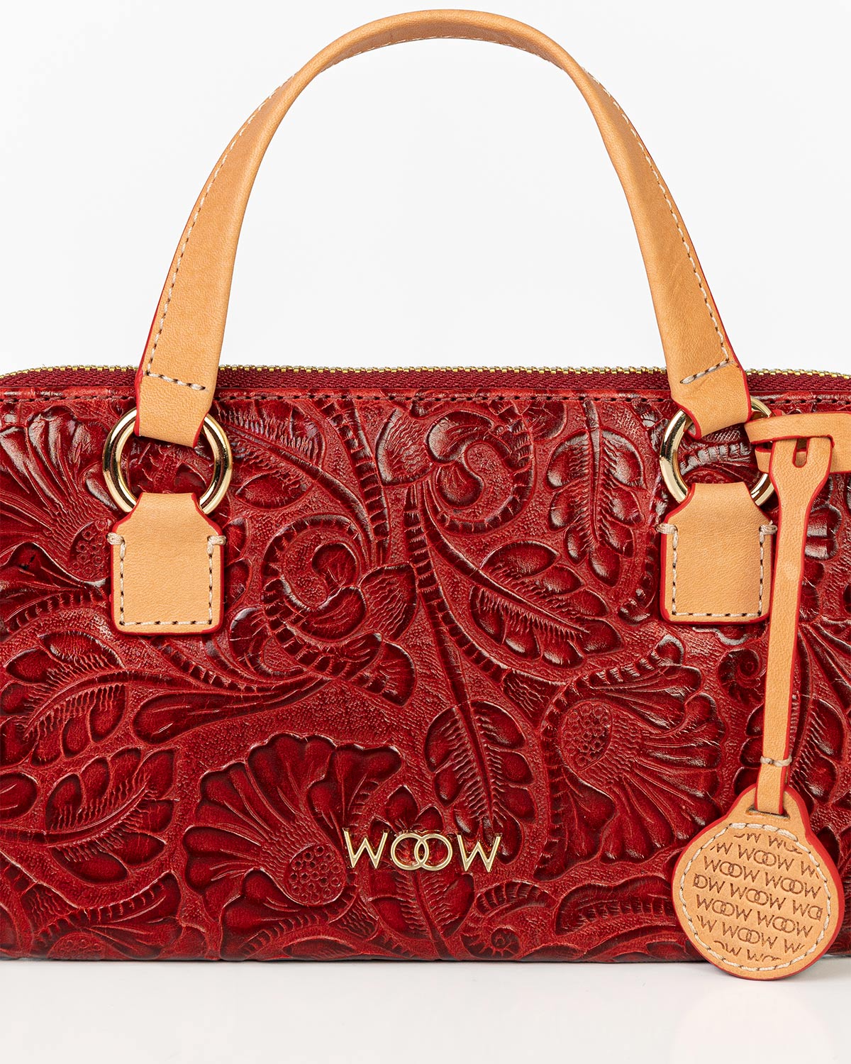 Porta Celular Sara Couro Textura Floral Bordô WOOW