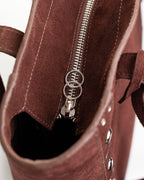 Bolsa Tote Vertical Giulia Couro Camurça Marrom WOOW
