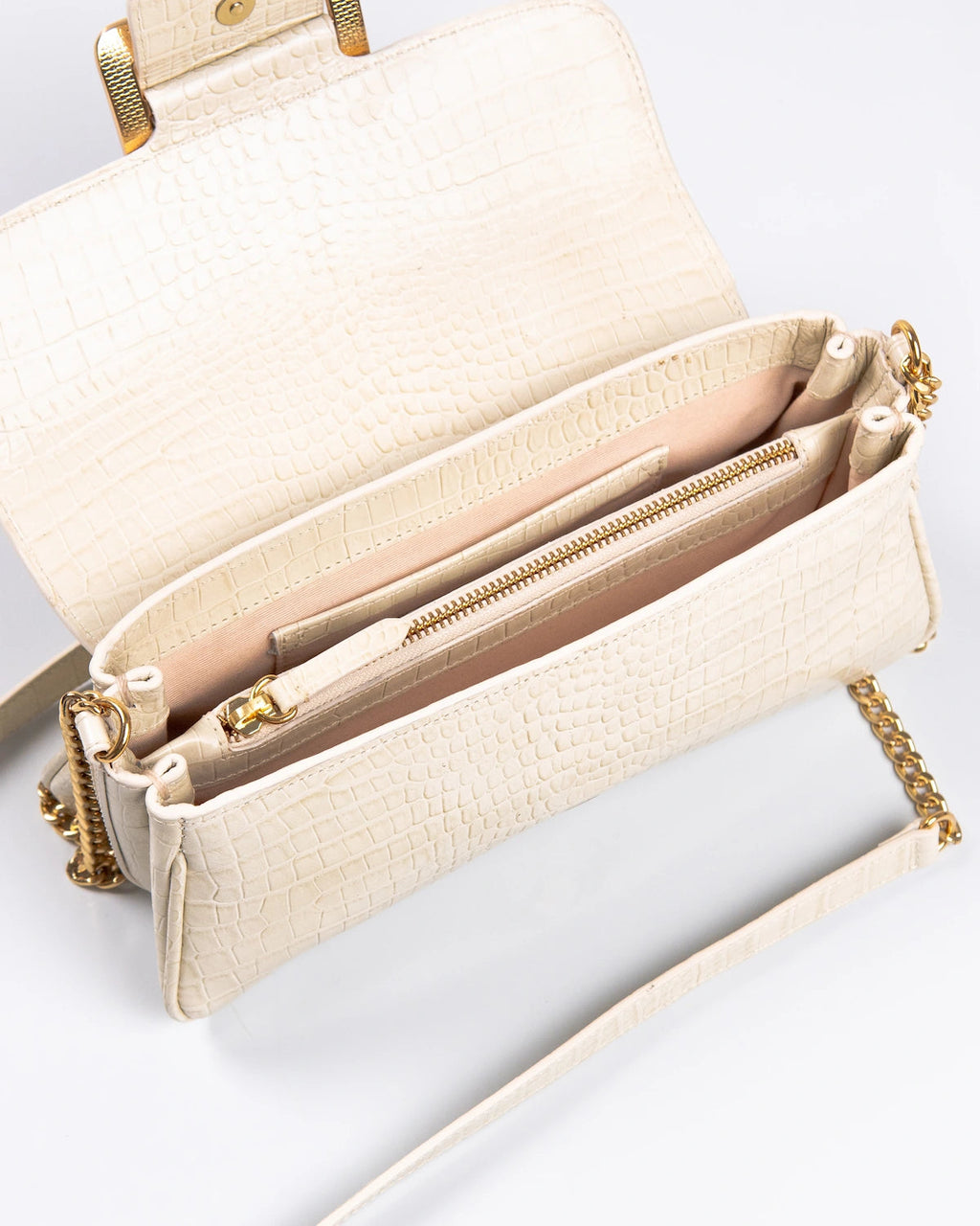 Bolsa Média Charlote Couro Off White WOOW