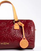 Bolsa Média Flora Couro Bordô WOOW