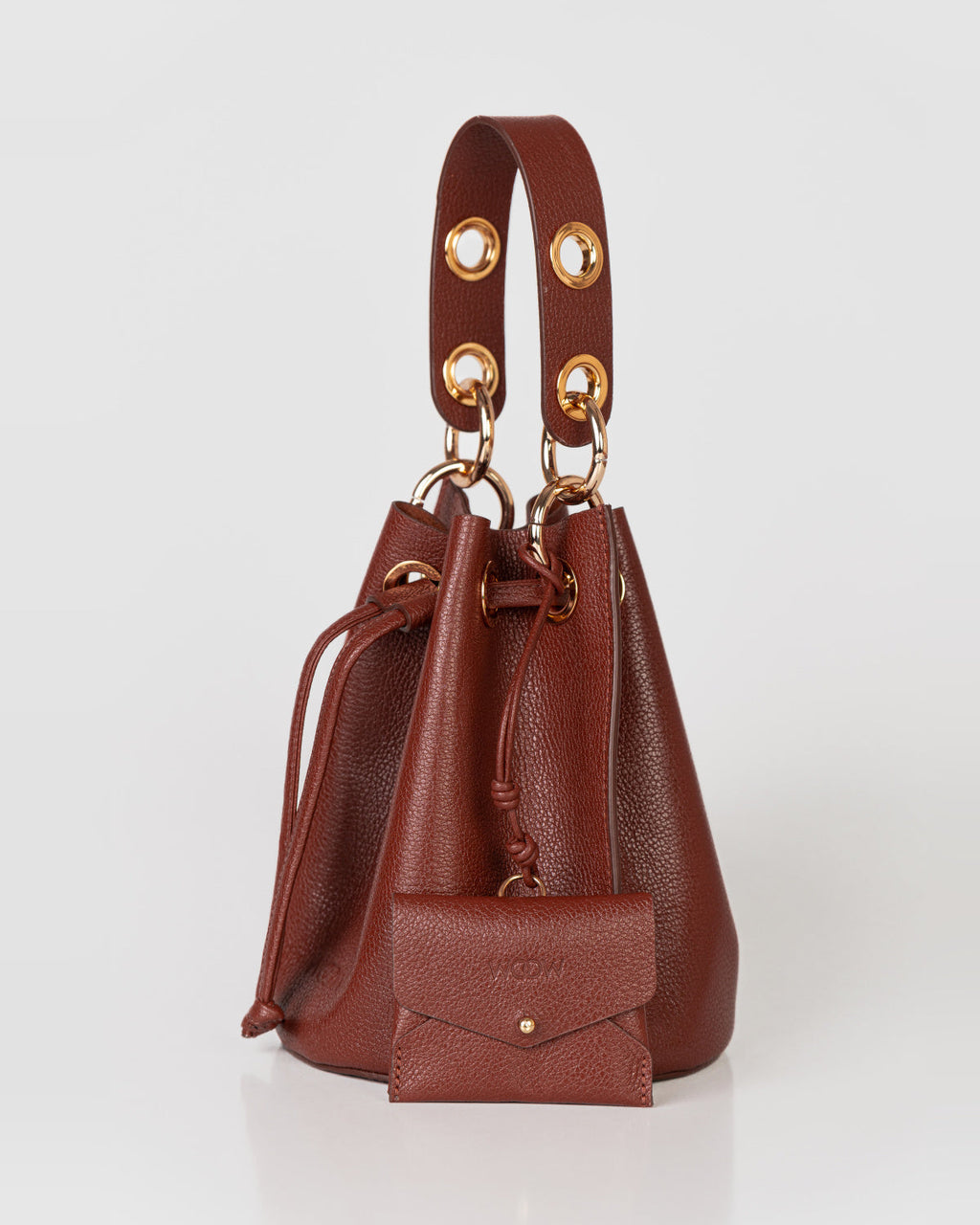 Bolsa Bucket Livia em Couro Chocolate WOOW
