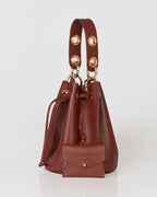 Bolsa Bucket Livia em Couro Chocolate WOOW