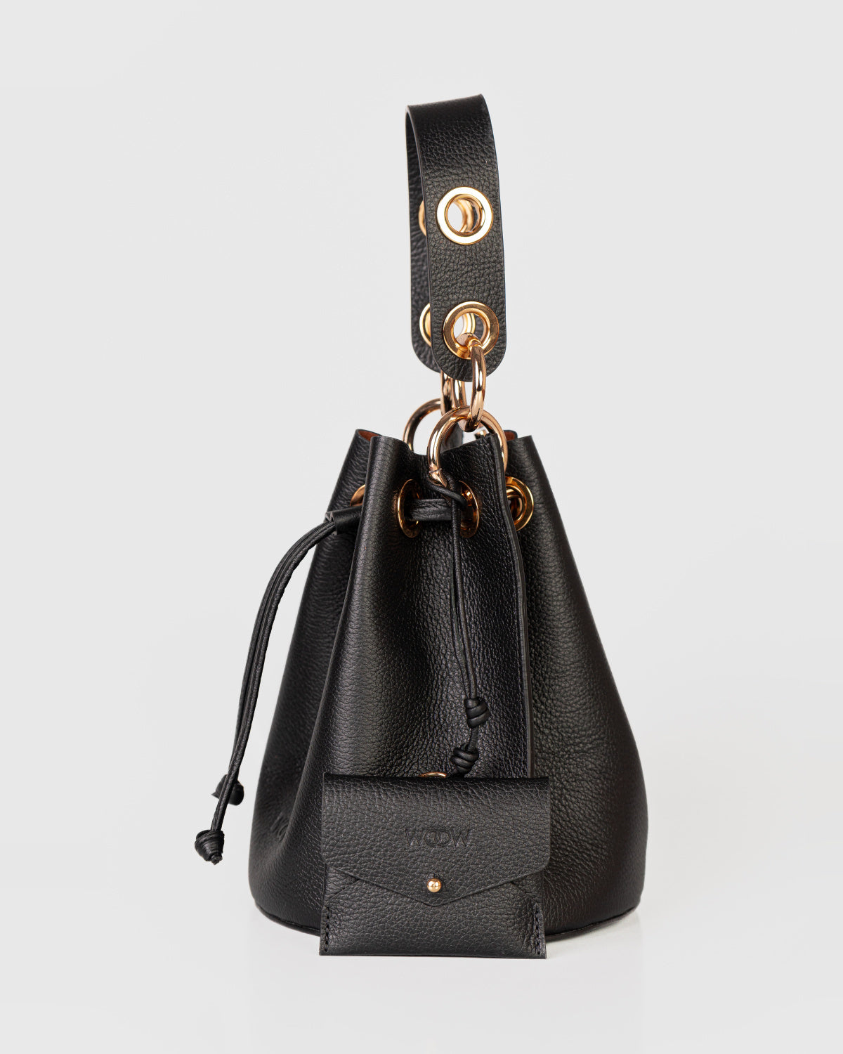Bolsa Bucket Livia em Couro Preto WOOW