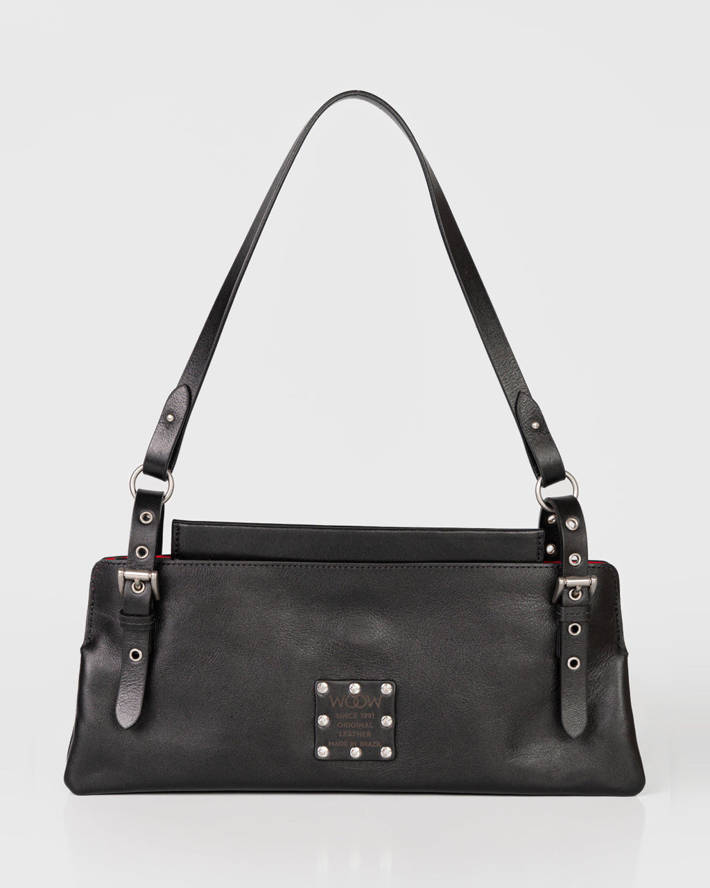 Bolsa Média Selene em Couro Preto WOOW