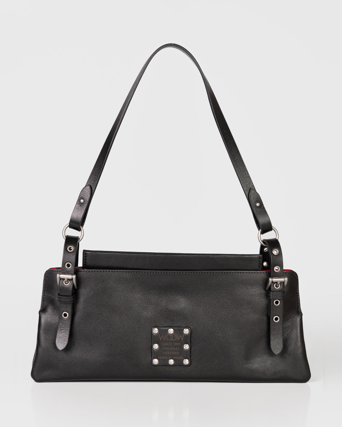 Bolsa Média Selene em Couro Preto WOOW