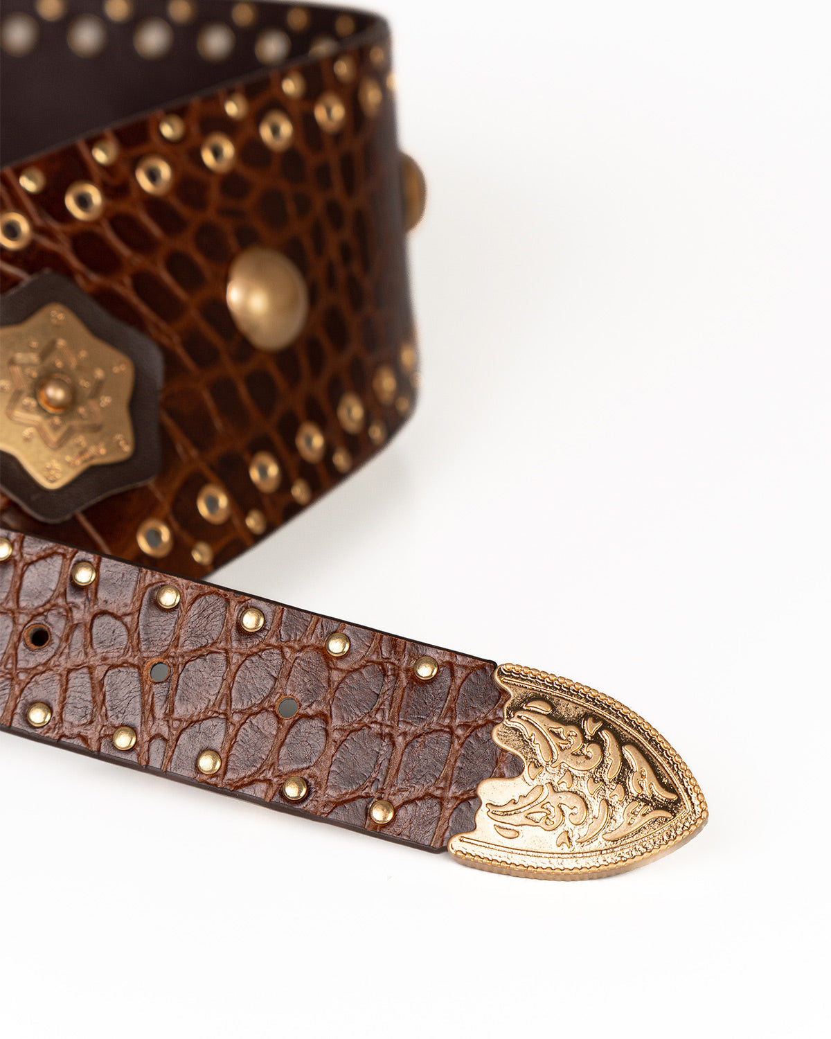 Cinto Western Taylor Couro Croco Ambar WOOW
