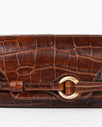Bolsa Baguette Olivia Média Couro Croco Ambar WOOW