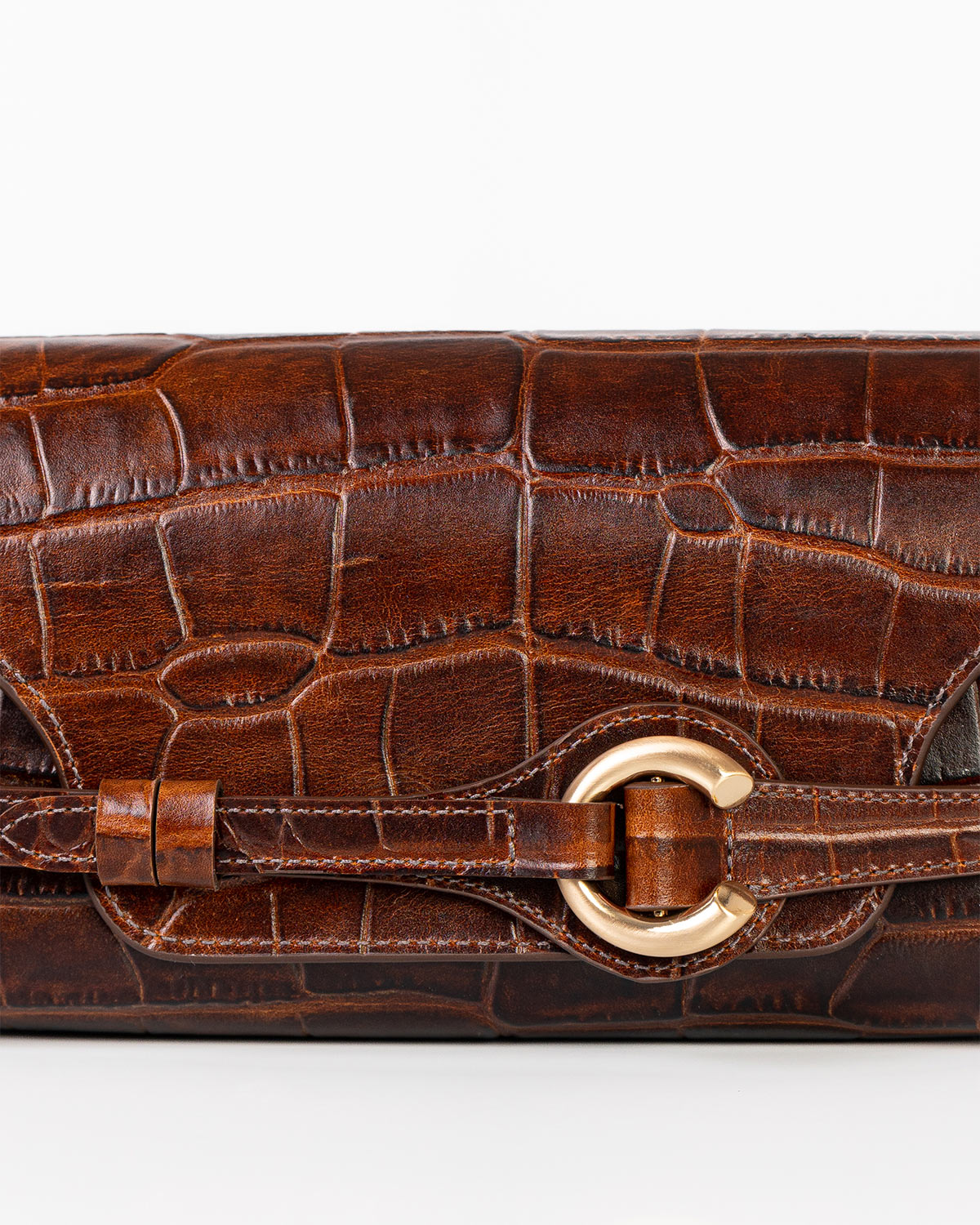 Bolsa Baguette Olivia Média Couro Croco Ambar WOOW