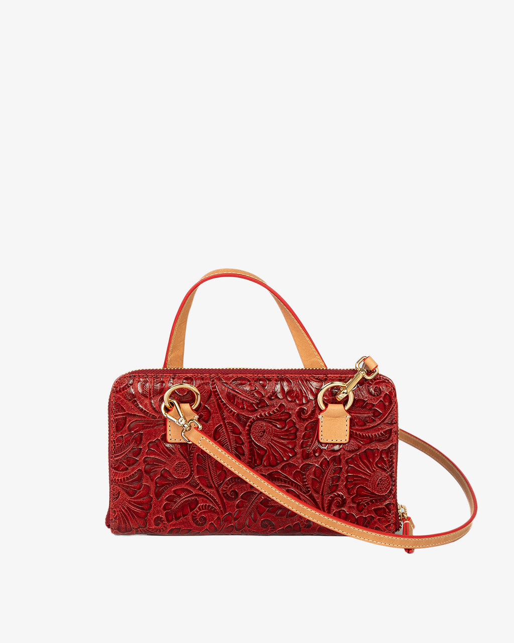Porta Celular Sara Couro Textura Floral Bordô WOOW