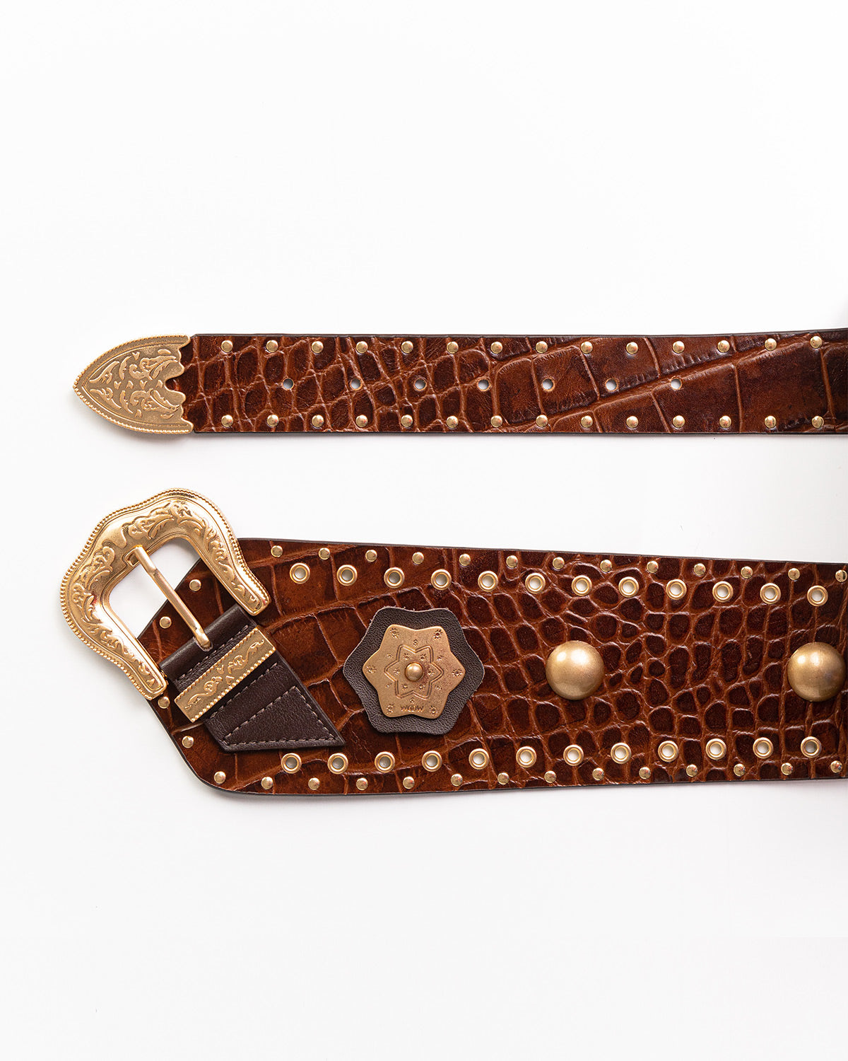 Cinto Western Taylor Couro Croco Ambar WOOW