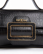 Bolsa Média Charlote Couro Preto WOOW