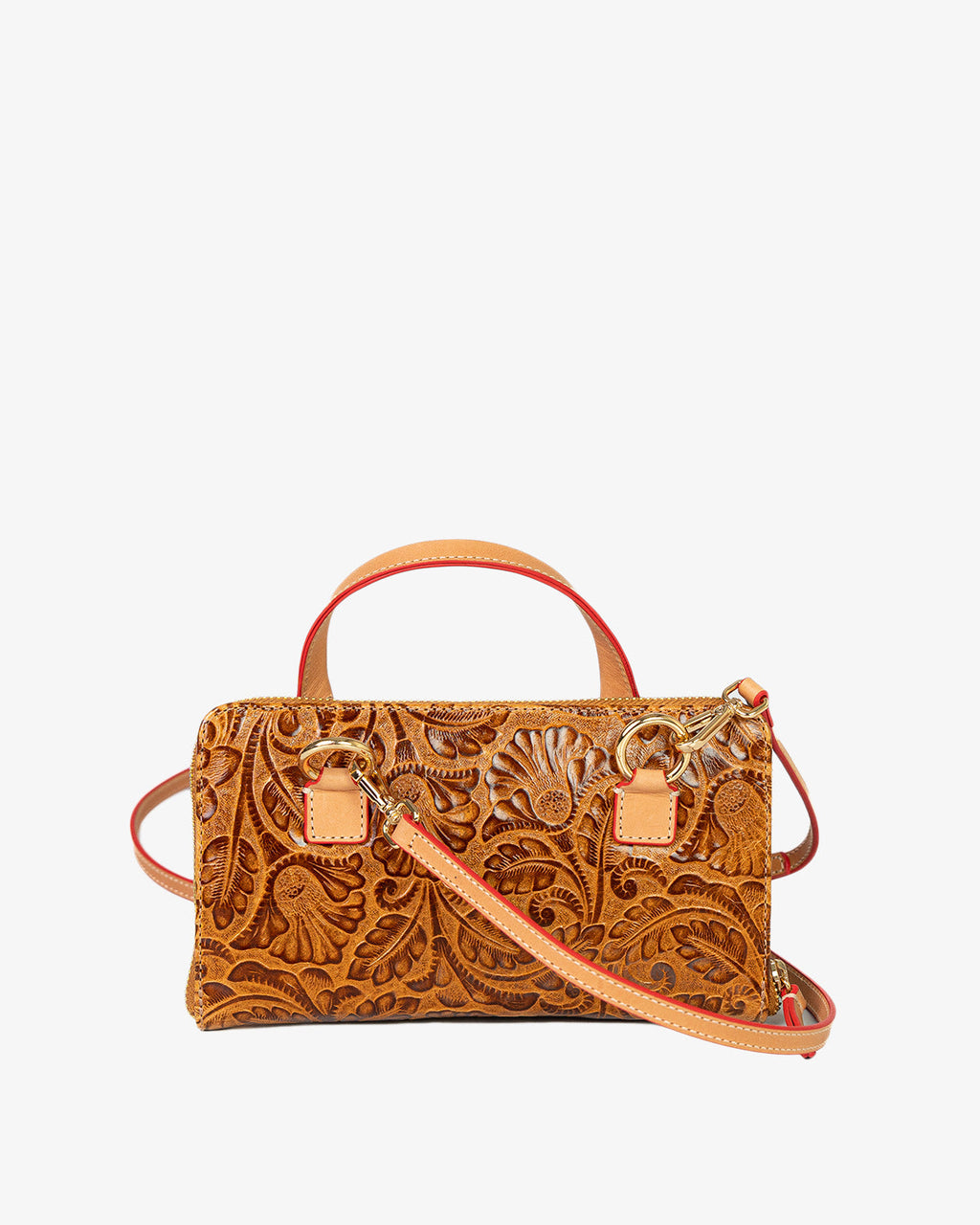 Porta Celular Sara Couro Textura Floral Caramelo WOOW