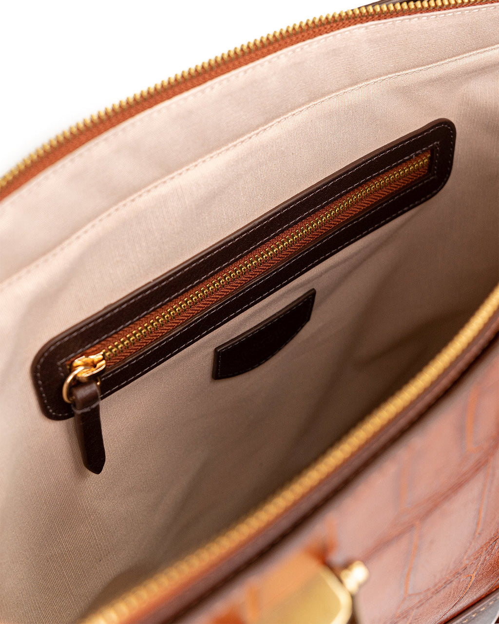 Bolsa Tote Gaia Couro Giant Croco Camel WOOW