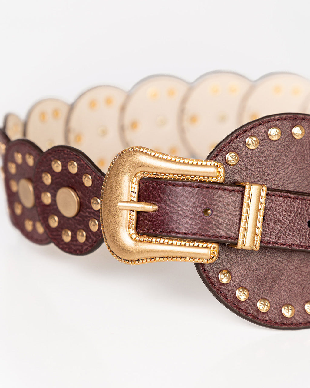 Cinto Western Texas em Couro Grape com Medalhões WOOW