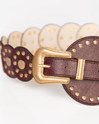 Cinto Western Texas em Couro Grape com Medalhões WOOW