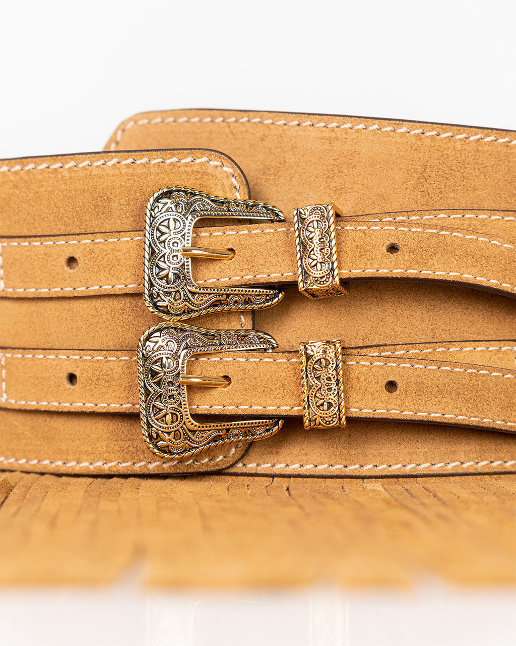 Cinto Western Dakota em Couro Camel com Franjas WOOW