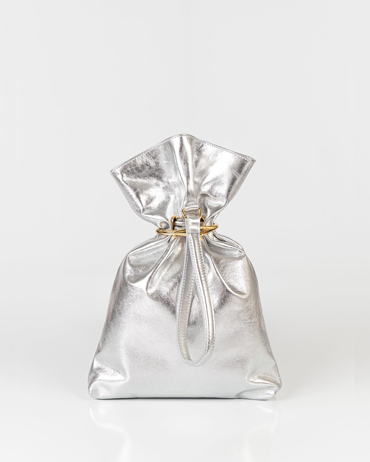 Bolsa Média Rafaela Couro Silver Com Bracelete WOOW