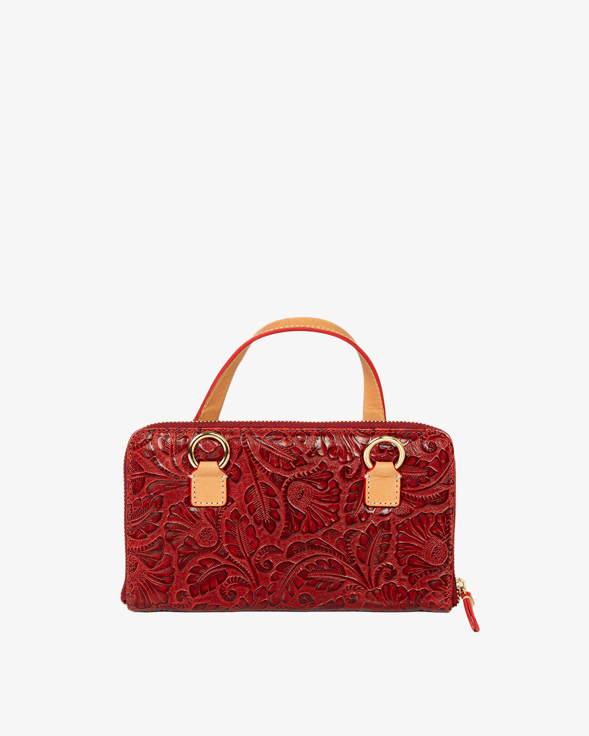 Porta Celular Sara Couro Textura Floral Bordô WOOW