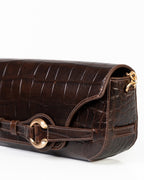 Bolsa Baguette Olivia Média Couro Croco Café WOOW