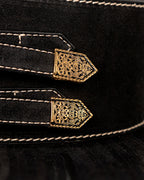Cinto Western Dakota em Couro Preto com Franjas WOOW