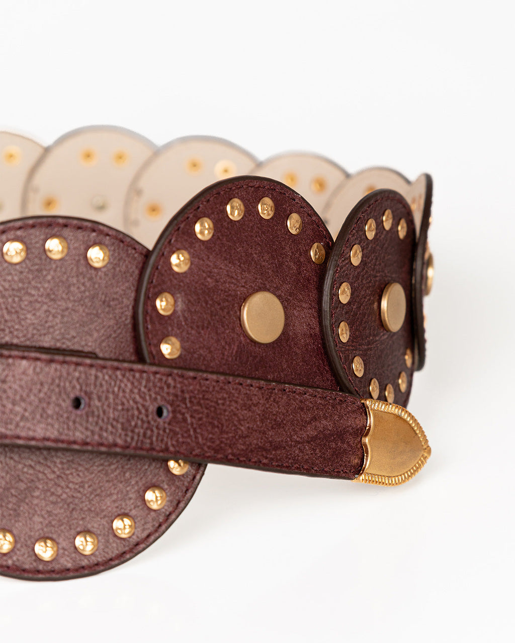 Cinto Western Texas em Couro Grape com Medalhões WOOW