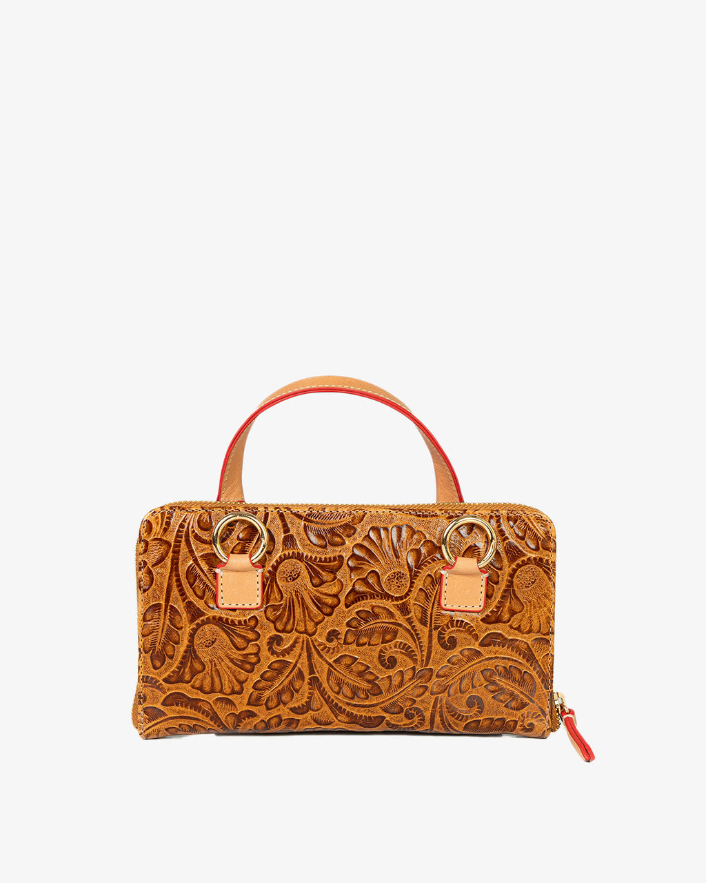 Porta Celular Sara Couro Textura Floral Caramelo WOOW