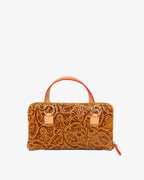 Porta Celular Sara Couro Textura Floral Caramelo WOOW