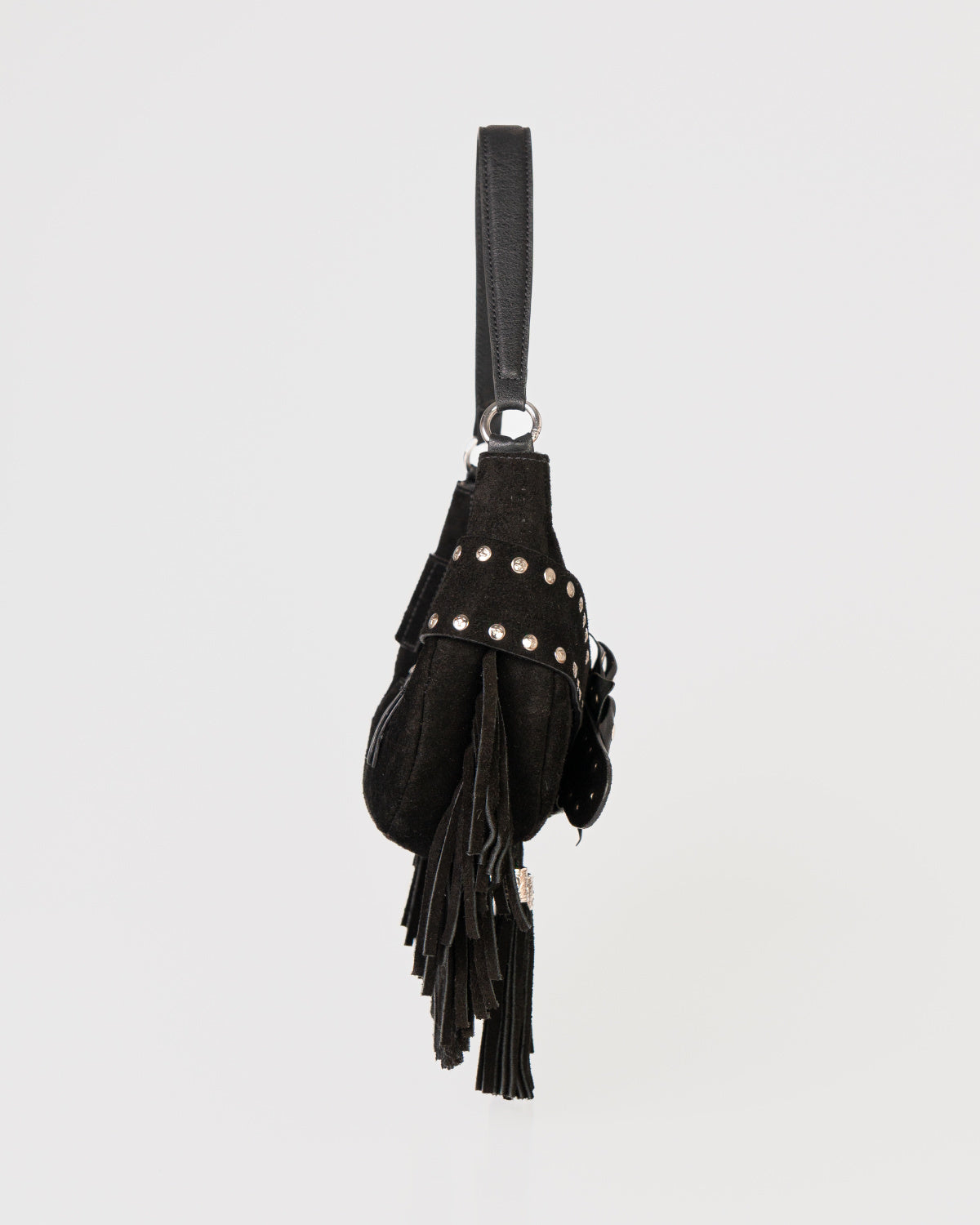 Bolsa Western Denver em Couro Preto com Franjas WOOW