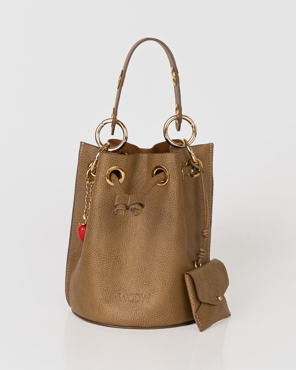 Bolsa Bucket Livia em Couro Oliva WOOW