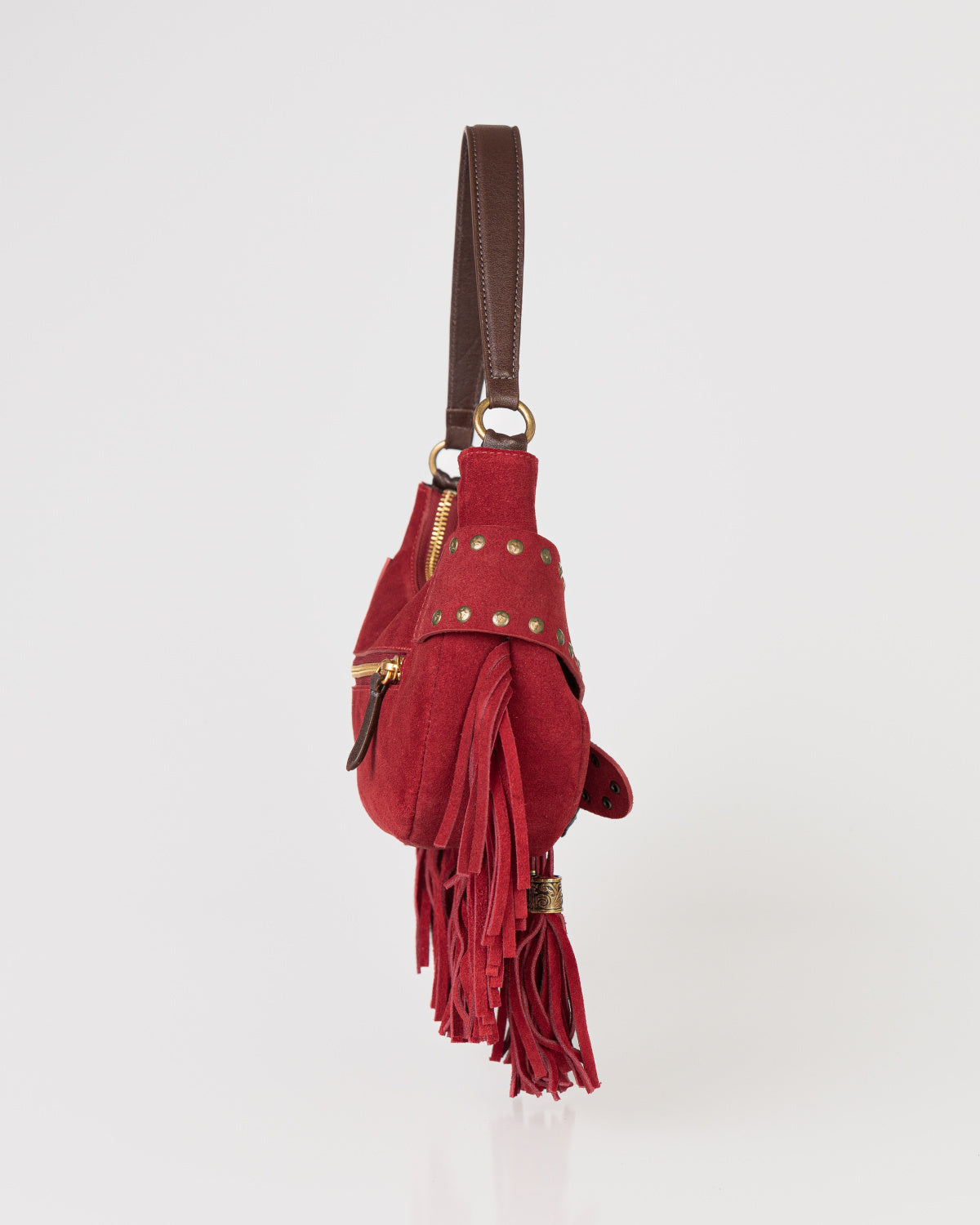 Bolsa Western Denver em Couro Vermelho com Franjas WOOW