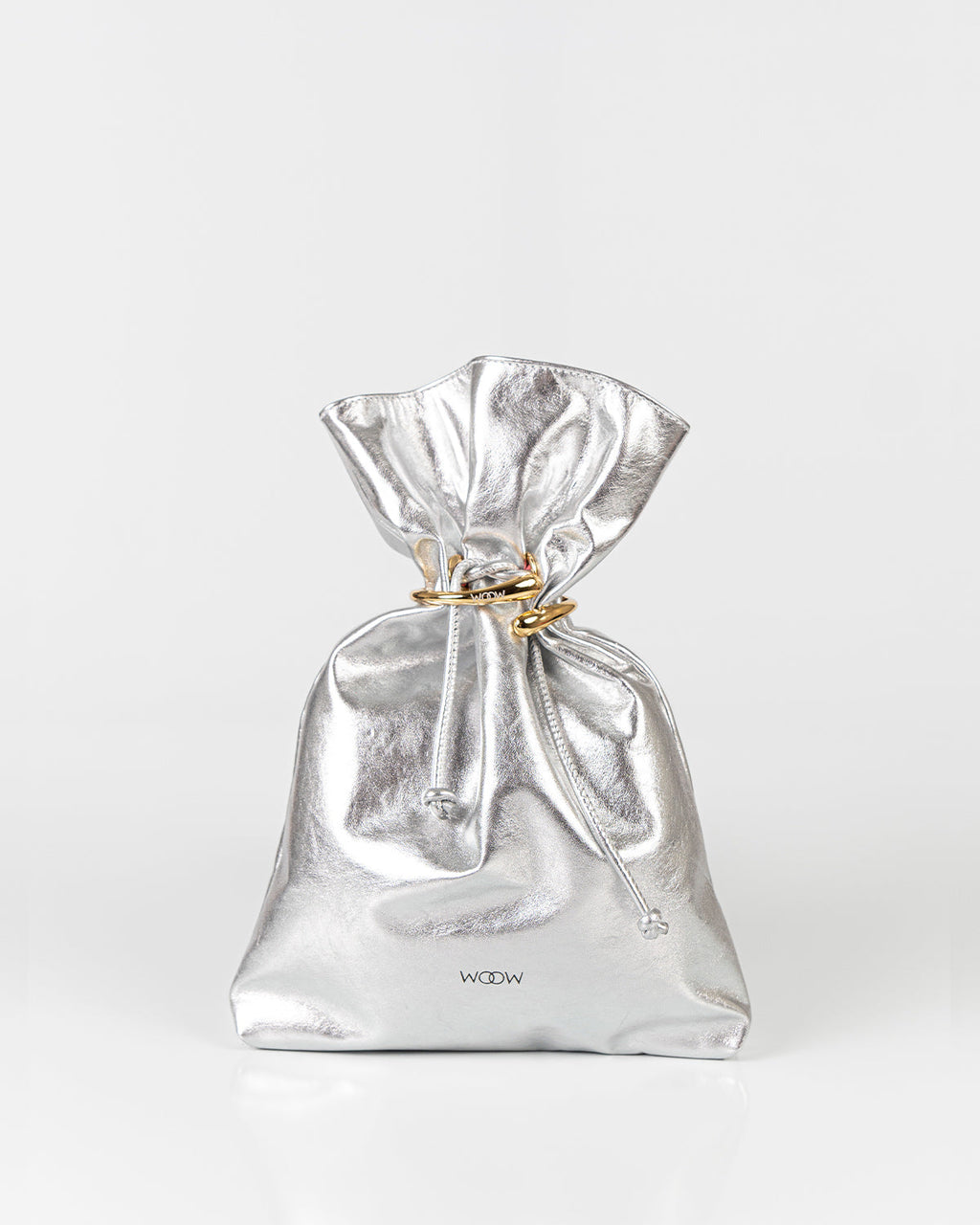 Bolsa Média Rafaela Couro Silver Com Bracelete WOOW