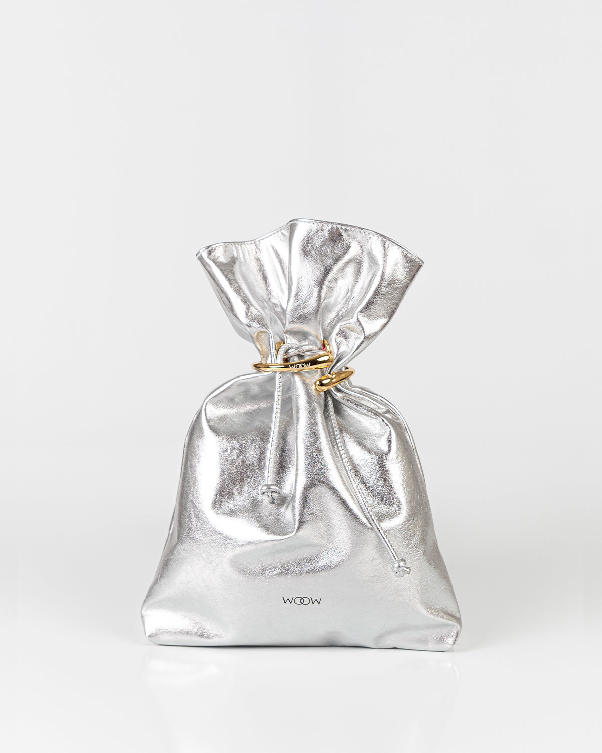 Bolsa Média Rafaela Couro Silver Com Bracelete WOOW