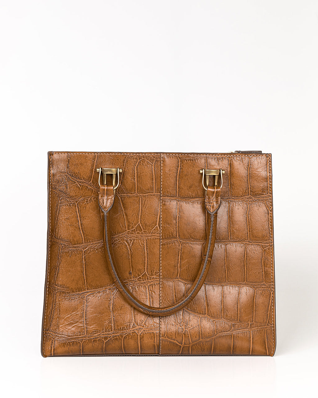 Bolsa Tote Gaia Couro Giant Croco Camel WOOW