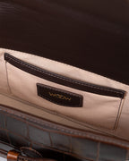 Bolsa Baguette Olivia Média Couro Croco Café WOOW