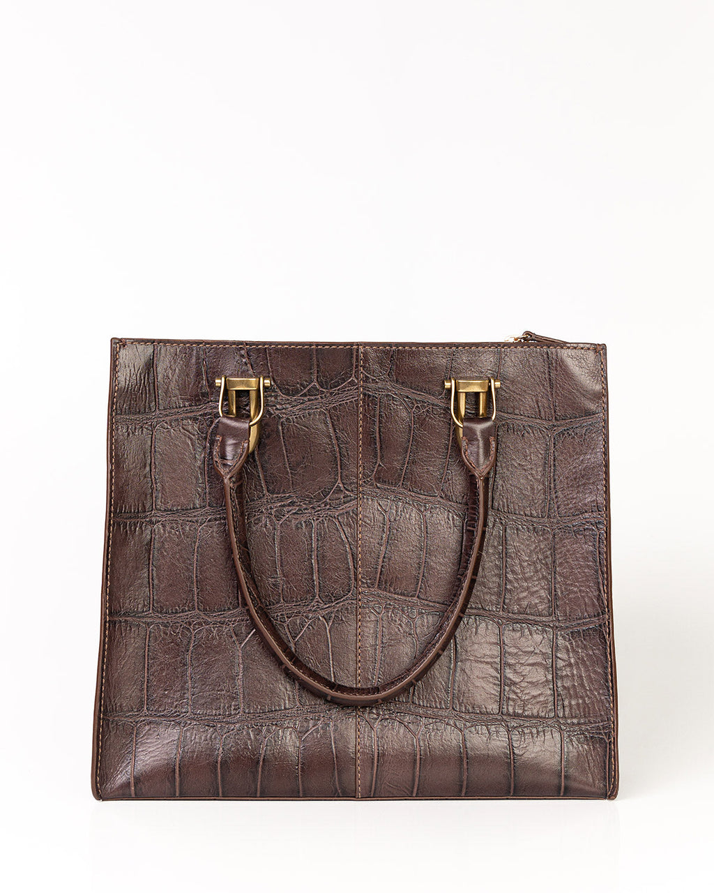 Bolsa Tote Gaia Couro Giant Croco Café WOOW