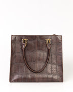 Bolsa Tote Gaia Couro Giant Croco Café WOOW